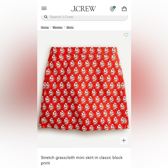 J. Crew Stretch Grasscloth mini‎ skirt in classic block print. Worn 1x - Picture 1 of 6